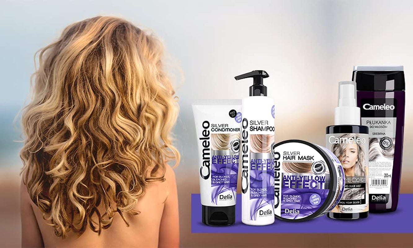 Cameleo - Masque Teintant Argenté - Sans Effet Jaune - Traitement Violet et Protection de la Couleur pour Cheveux Blonds, Gris, Blancs - Nuances Platine - Protection UV - Sans Paraben - 200 ml Naty Shop Masque Capillaire