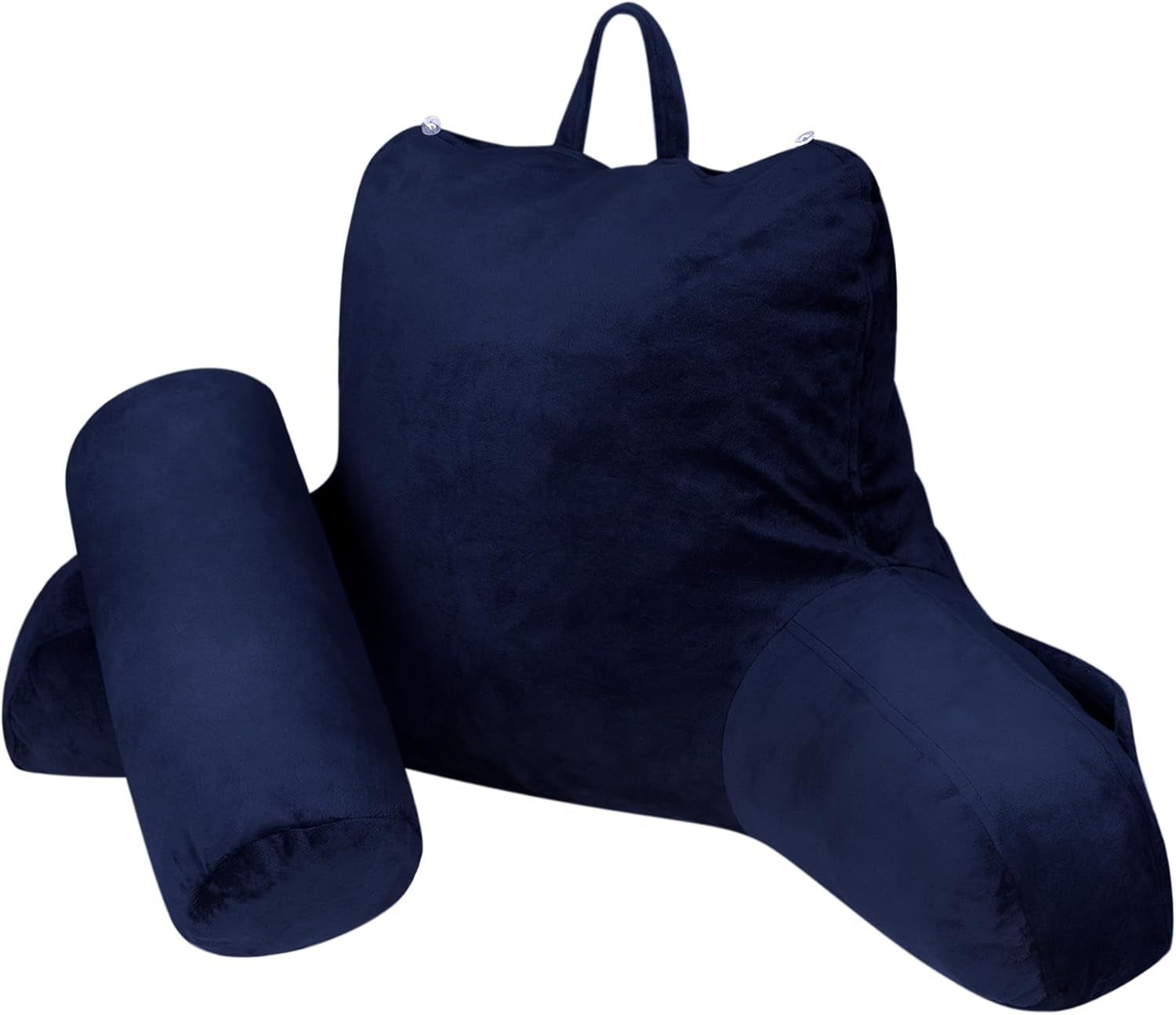 Oreiller de lecture ergonomique INFANZIA avec accoudoirs, support dorsal, bleu marine