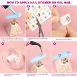 FANDAMEI 54 Blätter Wassertransfer Nagelsticker & Nail Art Pinsel Set, Stylos à pointillés, Blattgold pour l'art de l'art, bande de strass, strass, travail et décoration, ensemble pour l'art de l'art