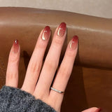 Moonglow Faux Ongles Magnétiques Courts, Rose Amande Rouge Dégradé Paillettes Oeil de Chat avec Colle, Rose Rouge Ombre Paillettes Photothérapie Ongles Artificiels pour Femmes et Filles