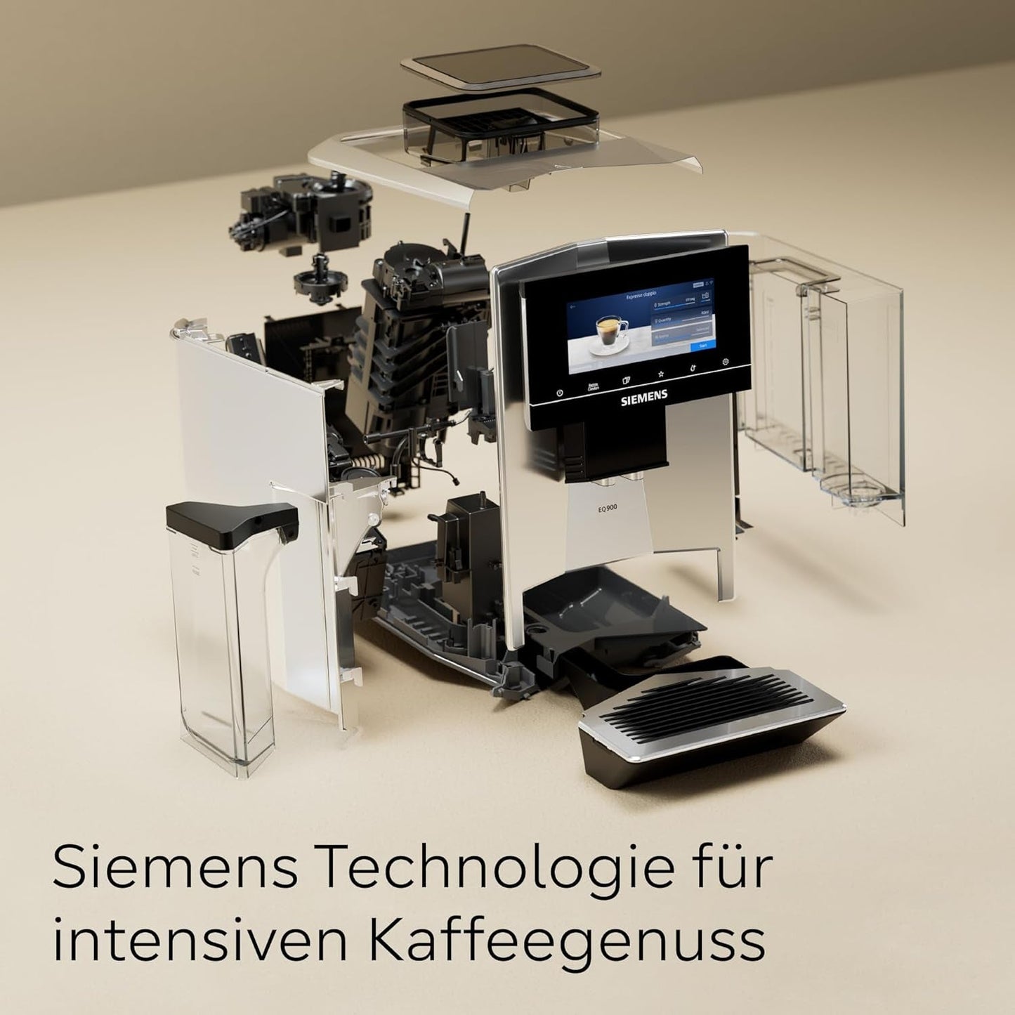 Siemens EQ900 TQ903D03 Machine à expresso automatique, contrôle par application, écran tactile intuitif, mode Barista, AromaBoost, réduction du bruit, broyeur Premium, nettoyage automatique à la vapeur, 1500 W, acier inoxydable