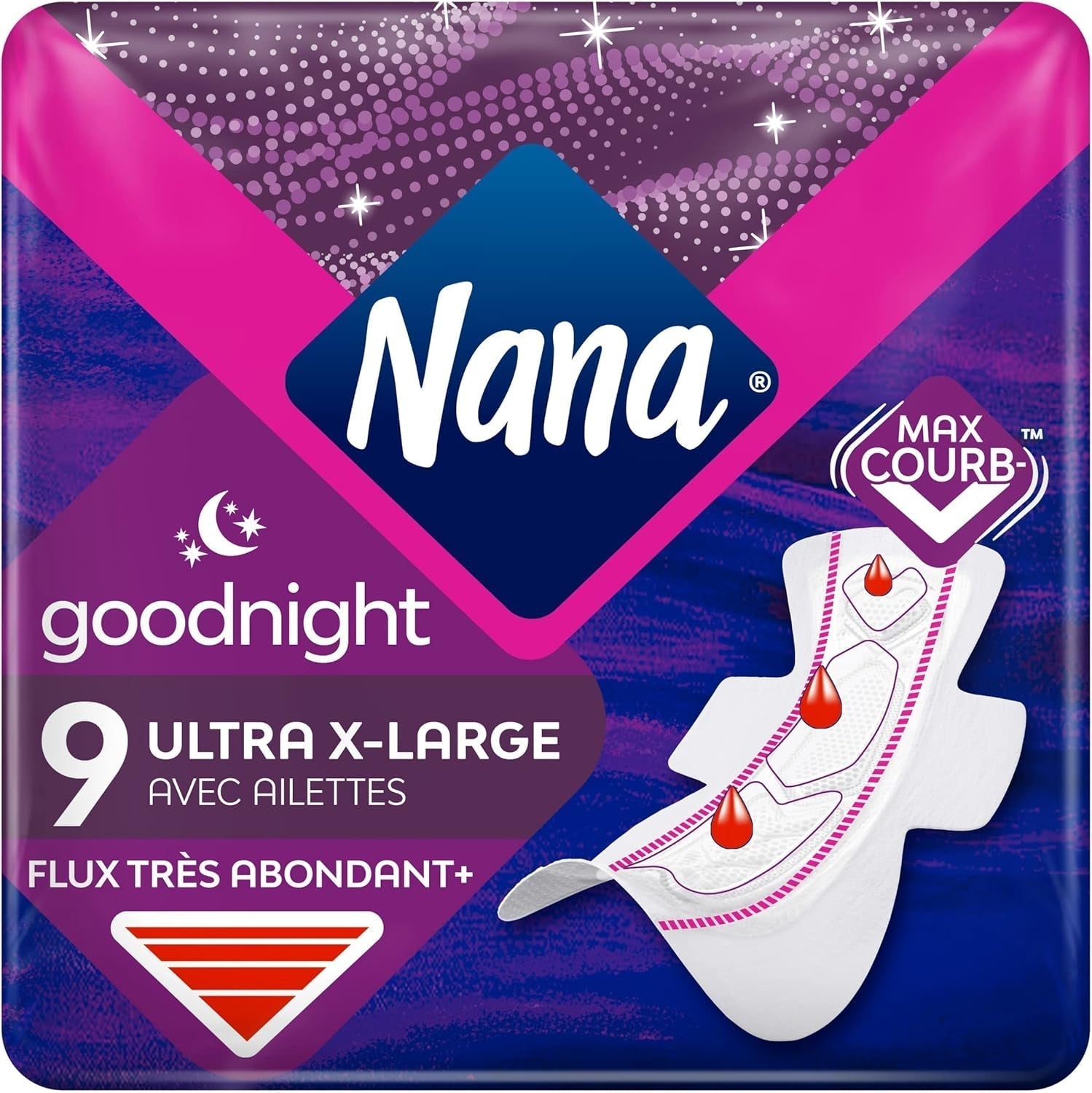 Serviettes Hygiéniques Ultra Bonne Nuit avec Ailes - Flux Très Abondants - 10 lingettes en sachets individuels