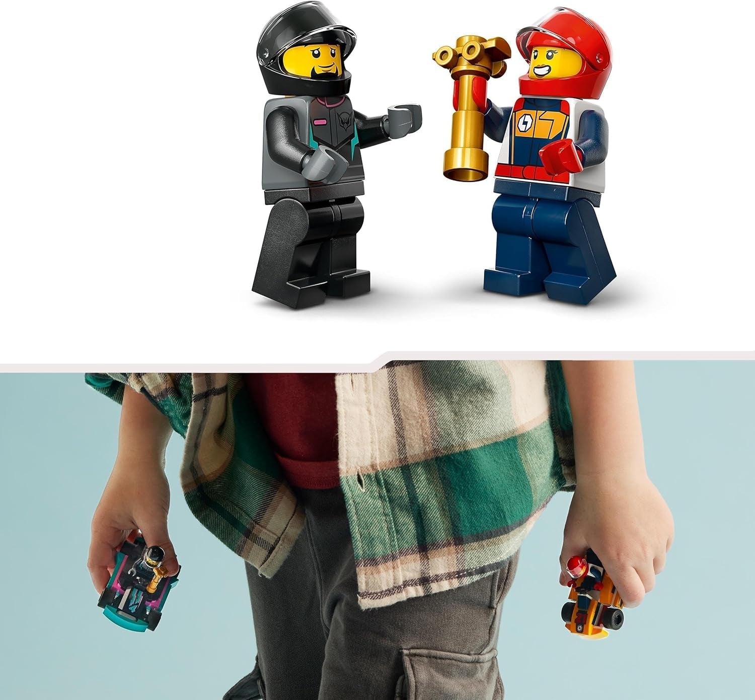 LEGO City Go-Karts avec pilotes, ensemble de 2 figurines pilotes et voitures de course, jouet de voitures pour garçons et filles de 5 ans, cadeau amusant pour les enfants 60400 ensembles de construction Besuche den LEGO-Store