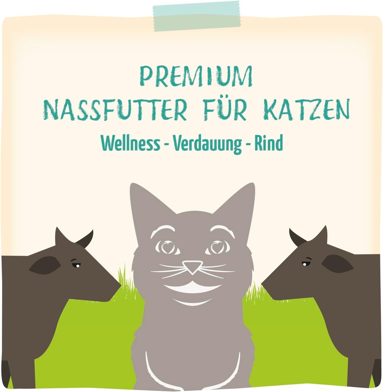 MjAMjAM - Nourriture humide premium pour chat - Bien-être - Digestif - Bœuf, Pack de 12 (12 x 125g), Sans céréales
