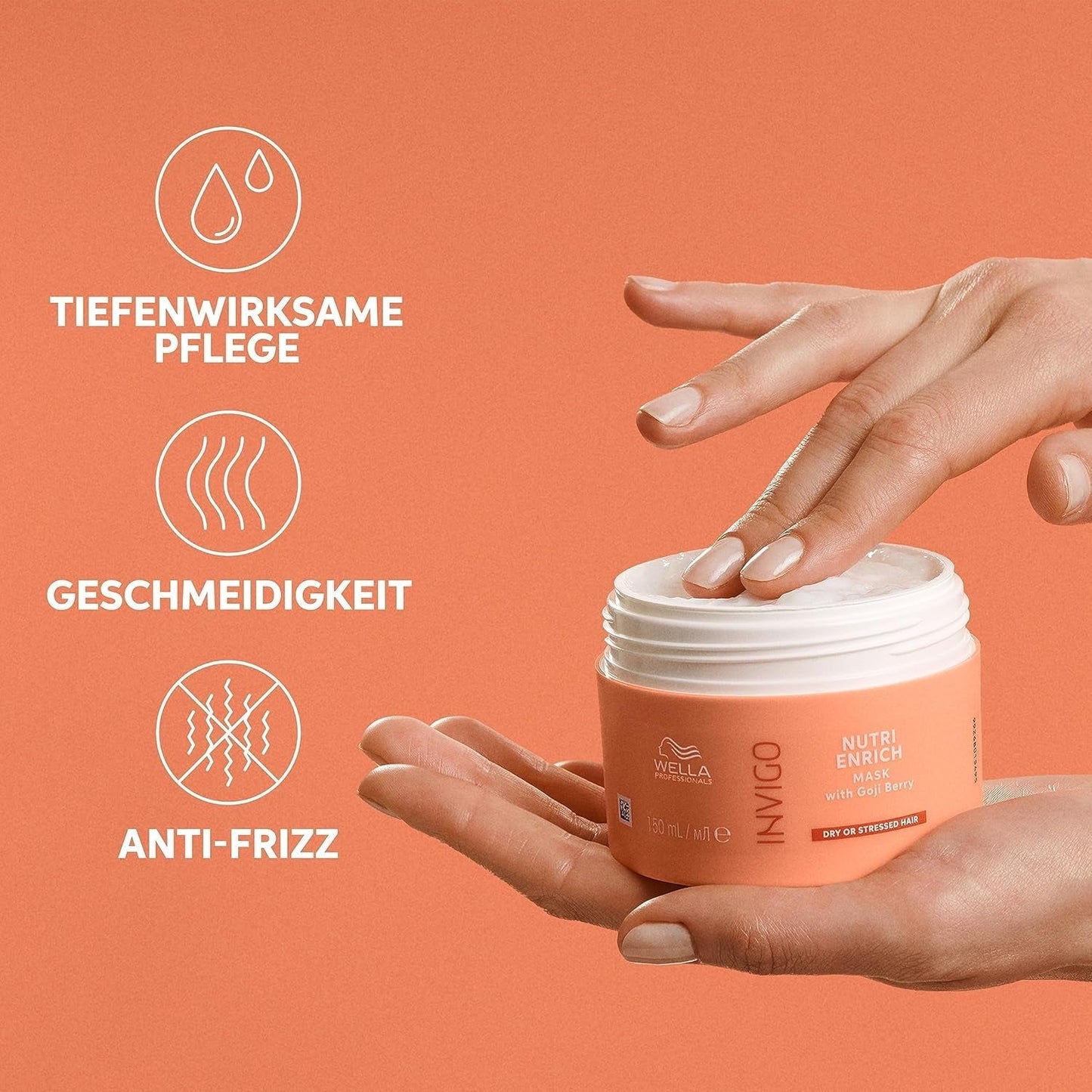 Wella Professionals Invigo Nutri Enrich - soin hydratant pour cheveux abîmés - après-shampoing, masque et après-shampooing à la vitamine E, au panthénol et aux amandes - contre les frisottis et pour des boucles vives Naty Shop Hair Mask