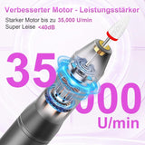 Lime à ongles électrique sans fil - 35 000 tr/min pour ongles en gel, lime à ongles professionnelle et acrylique 12 en 1, ensemble manucure et pédicure à 5 vitesses