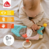 Fehn Play Glove Safari - Marionnettes à doigts pour bébé - Singe et éléphant pour saisir et faire des bruits - Livre d'images doux Bruno - Livre tactile pour enfants avec motifs d'animaux Jouets pour bébés Naty Shop