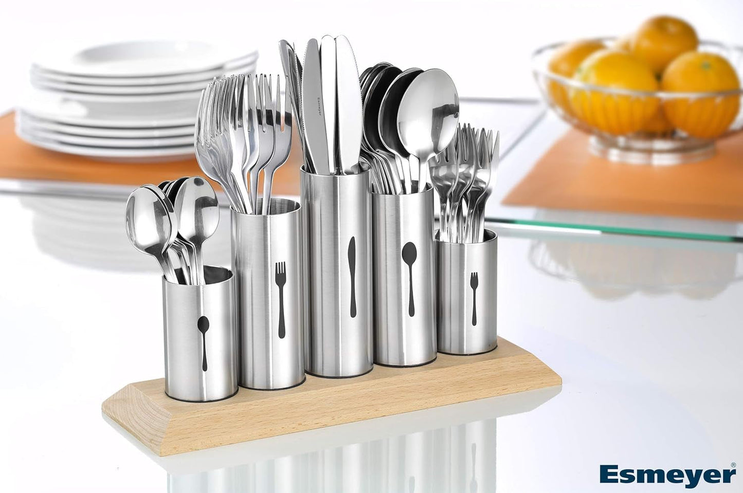 Porte-couverts en acier inoxydable, 1 paquet, argent Naty Shop Kitchen