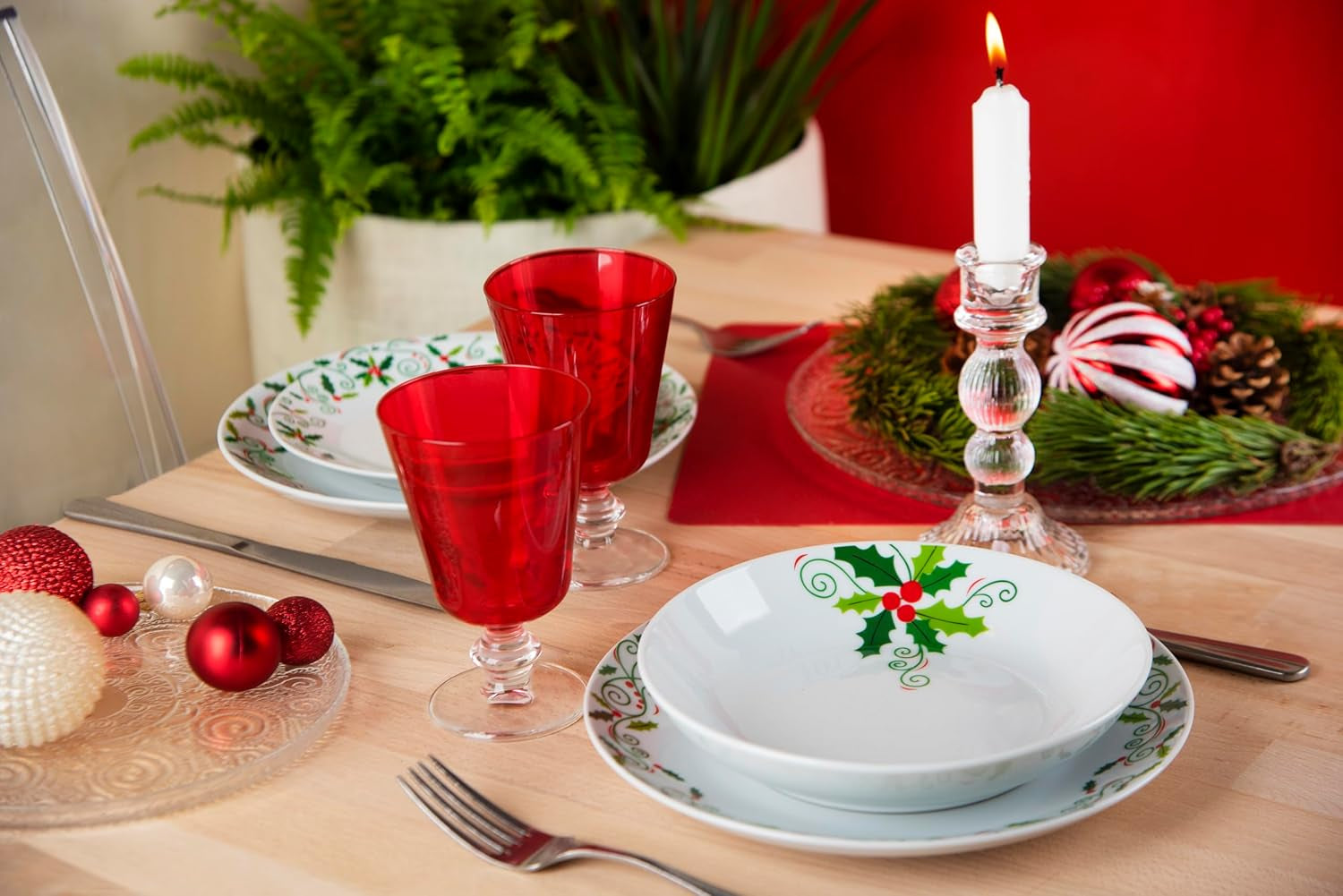 Excelsa SERV.TAV.18 PZ NOËL HOLLY Blanc