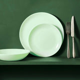 Service de table en verre opale, vert, 12 pièces, pour 4 personnes