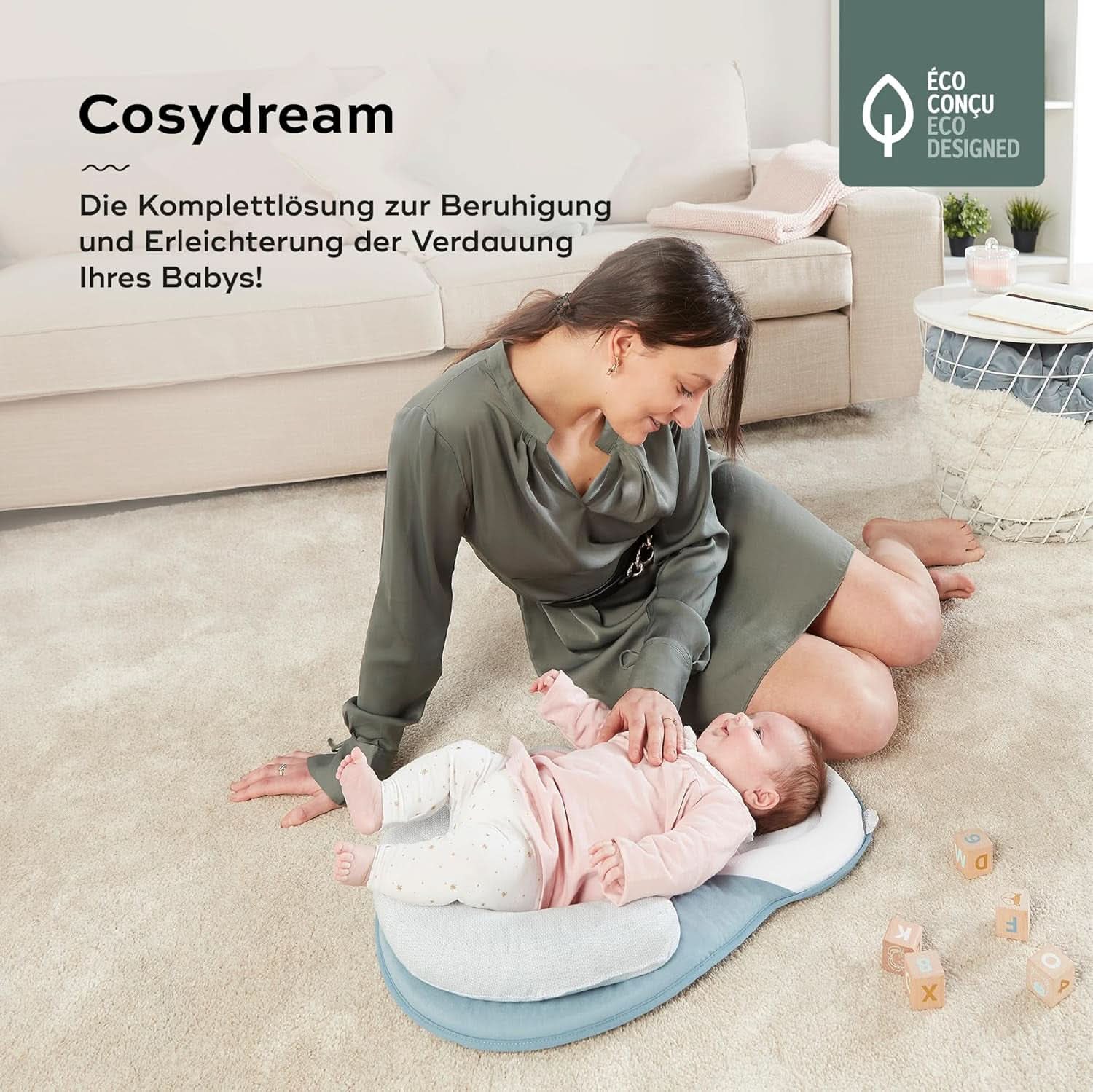 Babymoov Cosydream Coussin de positionnement Mosaic pour bébé pour soulager les coliques et prévenir la plagiocéphalie, 0-3 mois Accessoires Alimentation et Allaitement Bebe Naty Shop
