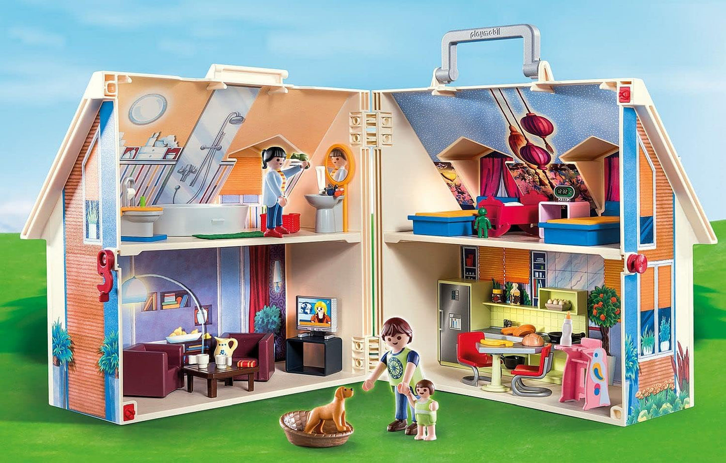 Dollhouse 70985 Maison de poupée pliable avec poignée, jouet pour 4 ans et plus et Dollhouse 70209 Chambre d'adolescent avec figurine de fille et accessoires, 4 ans et plus