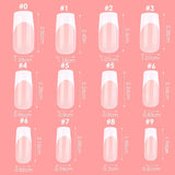 360pcs bouts d'ongles adhésifs pour ongles artificiels avec boîte de rangement et lime à ongles (rectangulaire)