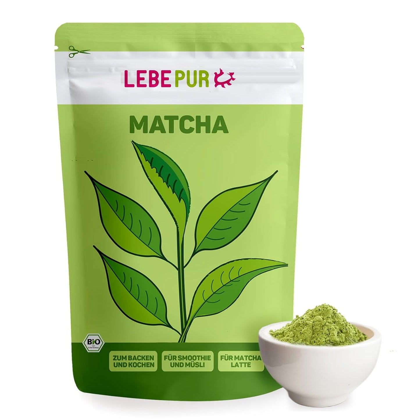 Lebepur BIO Matcha Poudre 100G - Qualité Premium du Japon Sans Additifs - Poudre de Thé Vert 100% Pure pour Matcha Latte, Thé Matcha, Thé Vert, Smoothie - Thé Vert Japonais