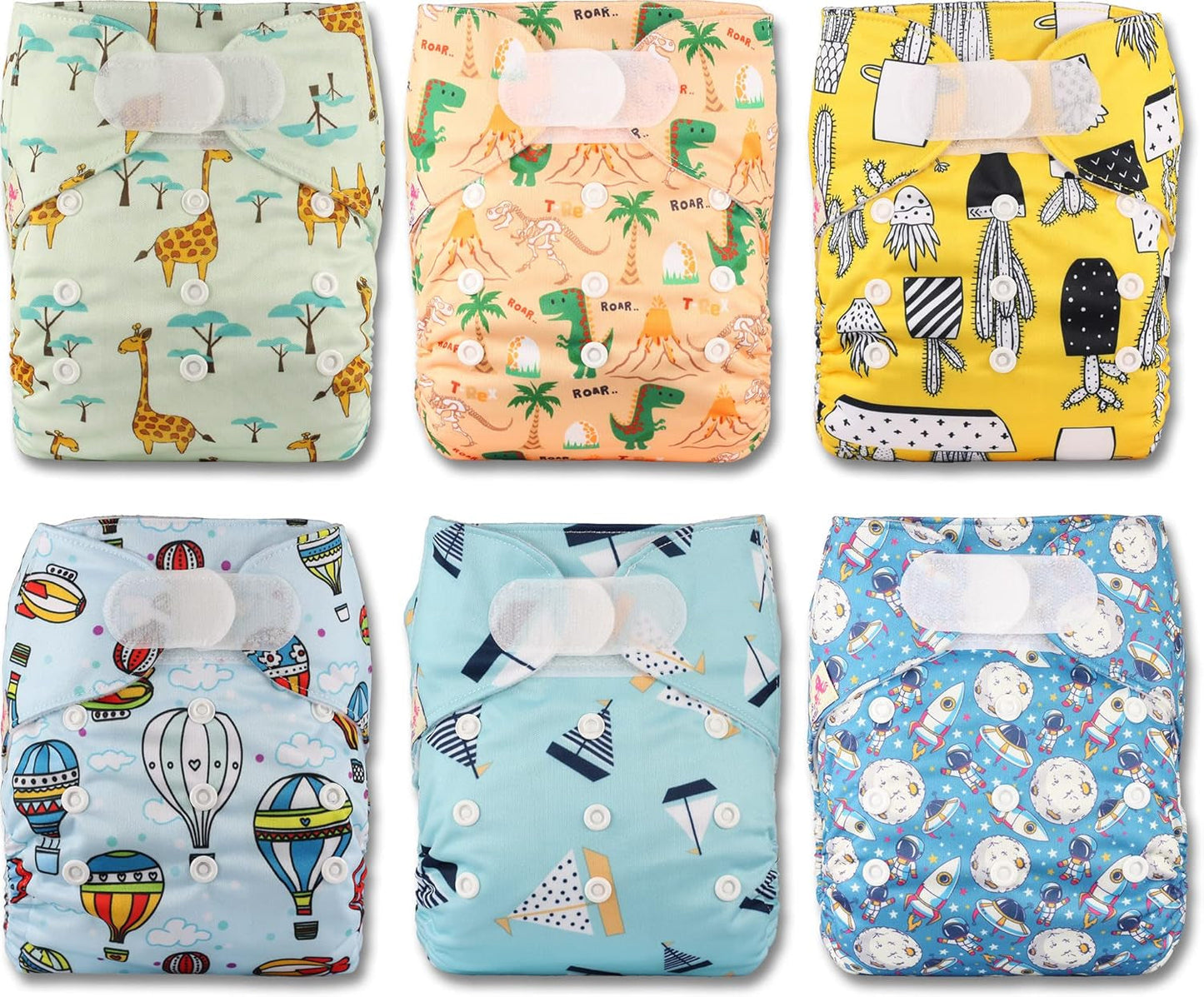 Couche réutilisable Littles and Bloomz FLV2-0602, fermeture à crochet et boucle standard, 6 couches