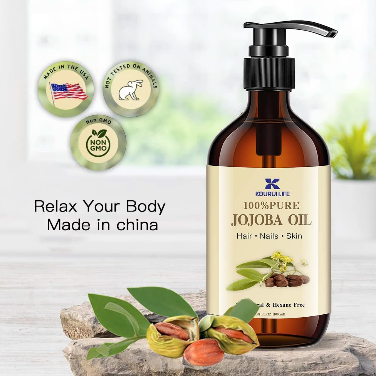 Huile de jojoba bio 1 litre, 100% pure Cosmétique et Beauté Naty Shop