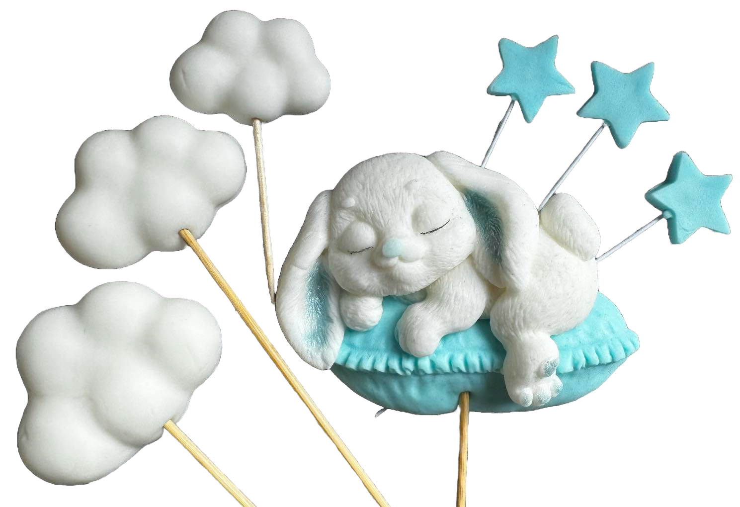 Lot de 7 décorations comestibles en sucre, Décorations Lapin en Pâte à Sucre Naty Shop