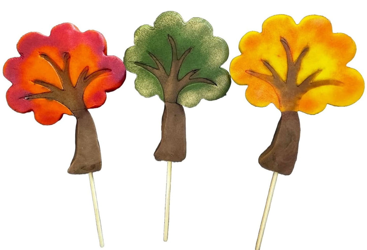Lot de 3 décorations comestibles en sucre, Décorations en pâte à sucre Arbres d'Automne Naty Shop