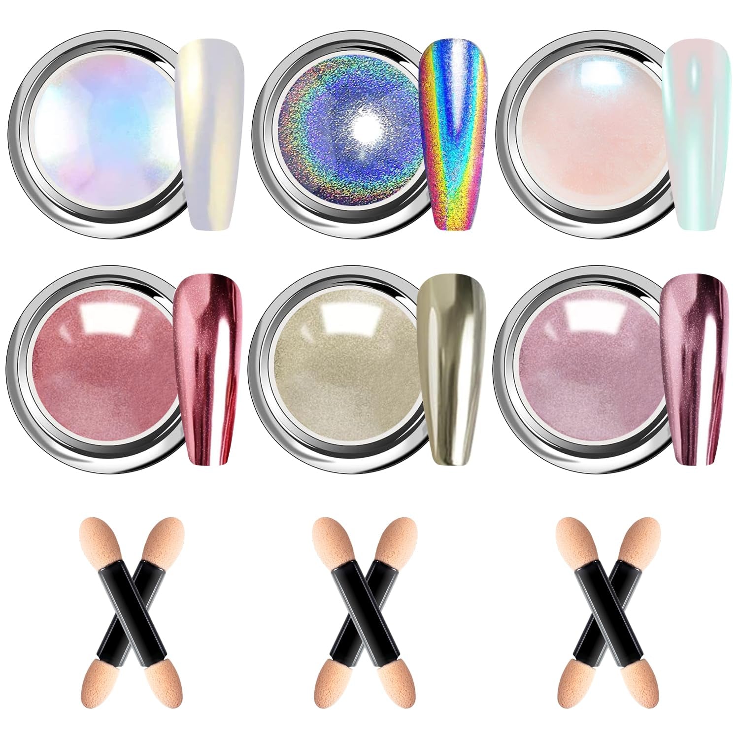 BISHENGYF Silver Chrome Nail Powder - Metal Holo Chromfarbener Nagelpuder, 1G Cromepulver Nägel Glitzer Glänzende Silver Nagelpulver Spiegeleffekt Pigment Nagelkunst, DIY-Design-Dekor Frauen Geschenk