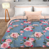 PETTI Artigiani Italiani - Couette d'hiver, Couette d'hiver, Couette simple, Double face, Impression monochrome et numérique, microfibre 100% hypoallergénique, Made in Italy Couettes et couettes Naty Shop Flowers 20 Bleu clair Lit simple