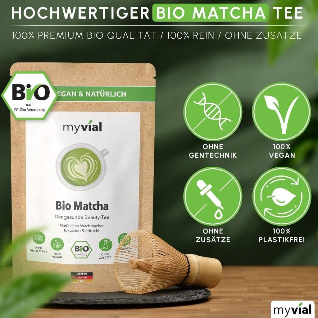 Thé Matcha biologique en poudre de qualité supérieure 100 g de thé vert de la plus haute qualité du Japon Kagoshima – Parfait pour les smoothies Matcha Latte Thé vert japonais végétalien sans additifs emballage sans plastique