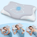 Cloudétoile Oreiller Cervical Oreiller en Mousse à Mémoire - Oreiller Orthopédique Ergonomique 2 en 1 Oreiller en Mousse Visco Oreiller de Soutien du Cou pour Dormeur Latéral Oreiller en Mousse à Mémoire Réglable en Hauteur Blanc 64X38X12cm Oreillers Cervicaux Orthopédiques Naty Shop Gris 65X39X12 Cm