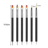 6 pièces Double-Ende Nagel Pinsel, Nageldesign Pinsel, Double-Ende Nail Art Pinsel Kit Professionnel Maniküre Werkzeuge Kit (Noir)