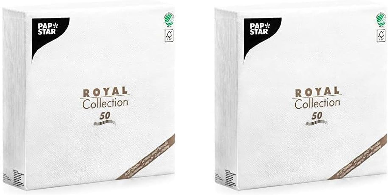 Papstar, 50 serviettes "Collection ROYAL" pli 1/4 48 cm x 48 cm blanc, #11577