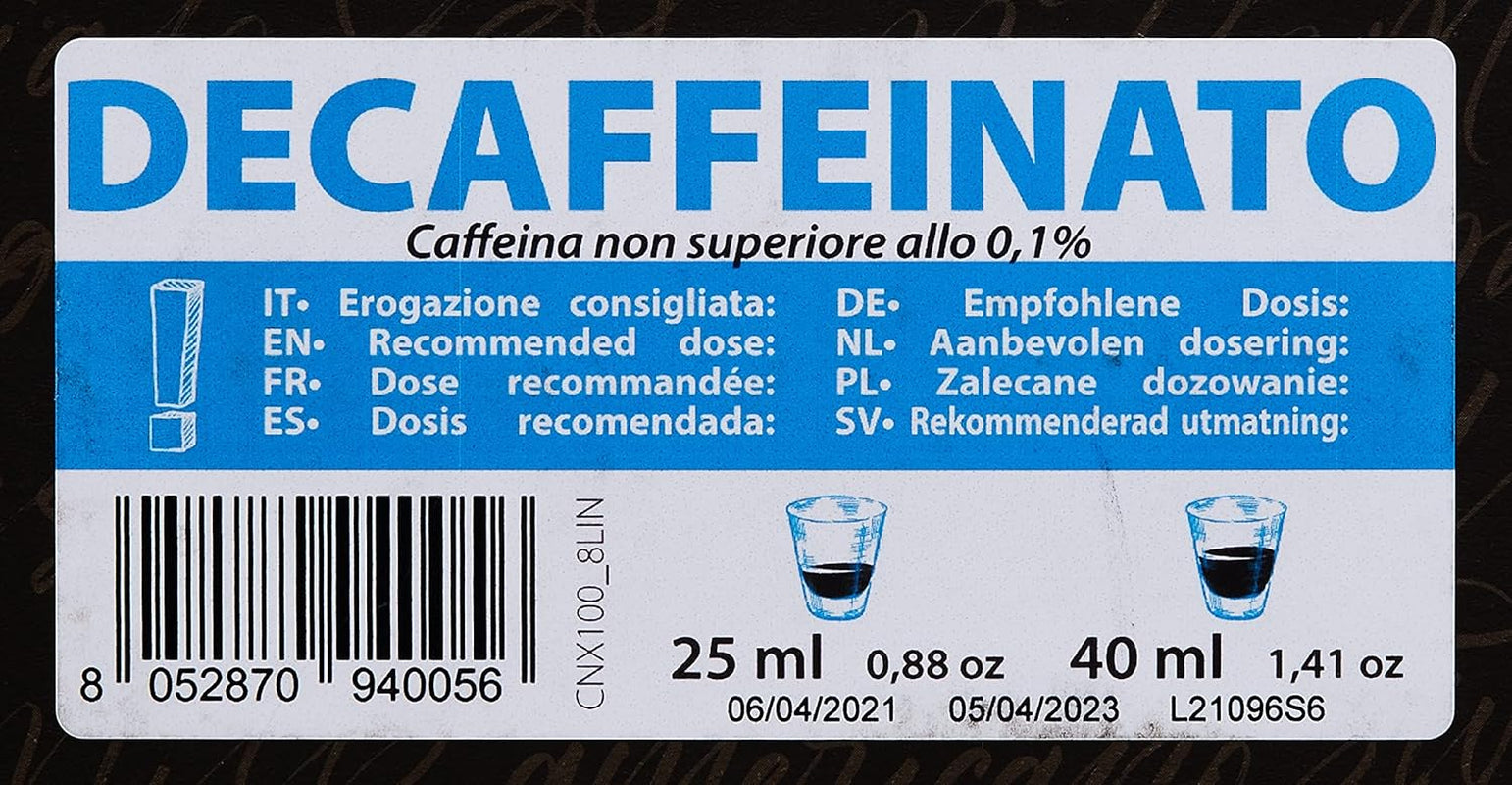 Capsules de café Decaffeinato compatibles Nespresso 5,6g x 100 capsules