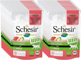 Cat Bio Adult Bœuf et Poulet à la Pomme, Nourriture Humide pour Chat, 16 Sachets x 85 g