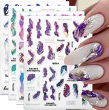 6 couleurs d'autocollants pour ongles en marbre, poudre bronzante argentée, autocollants pour ongles en marbre Bloom, autocollants pour ongles en marbre 3D, accessoires de conception, autocollants pour nail art, ensemble d'autocollants pour ongles