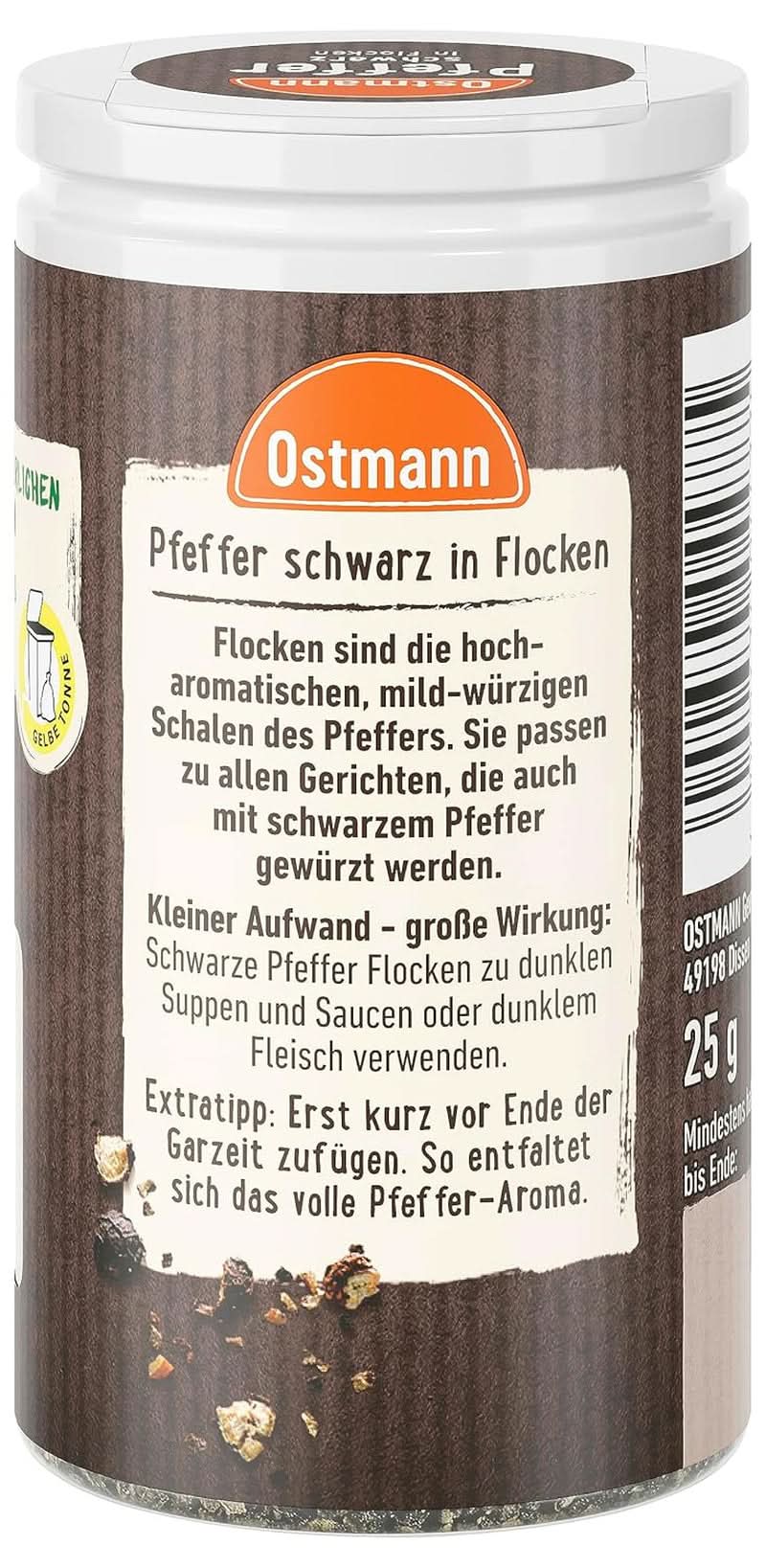 Ostmann - Flocons de poivre noir, 25 grammes Condimente Naty Shop