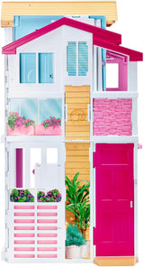 Barbie House Dream Villa Maison de ville 3 étages 5 pièces comprenant des accessoires comme des meubles, pliable et rangement, jouets à partir de 3 ans, DLY32 Naty Shop Maisons de poupées