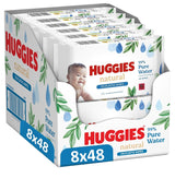 Lingettes humides naturelles biodégradables Huggies pour bébés sensibles, 8 x 48 lingettes, paquet en vrac