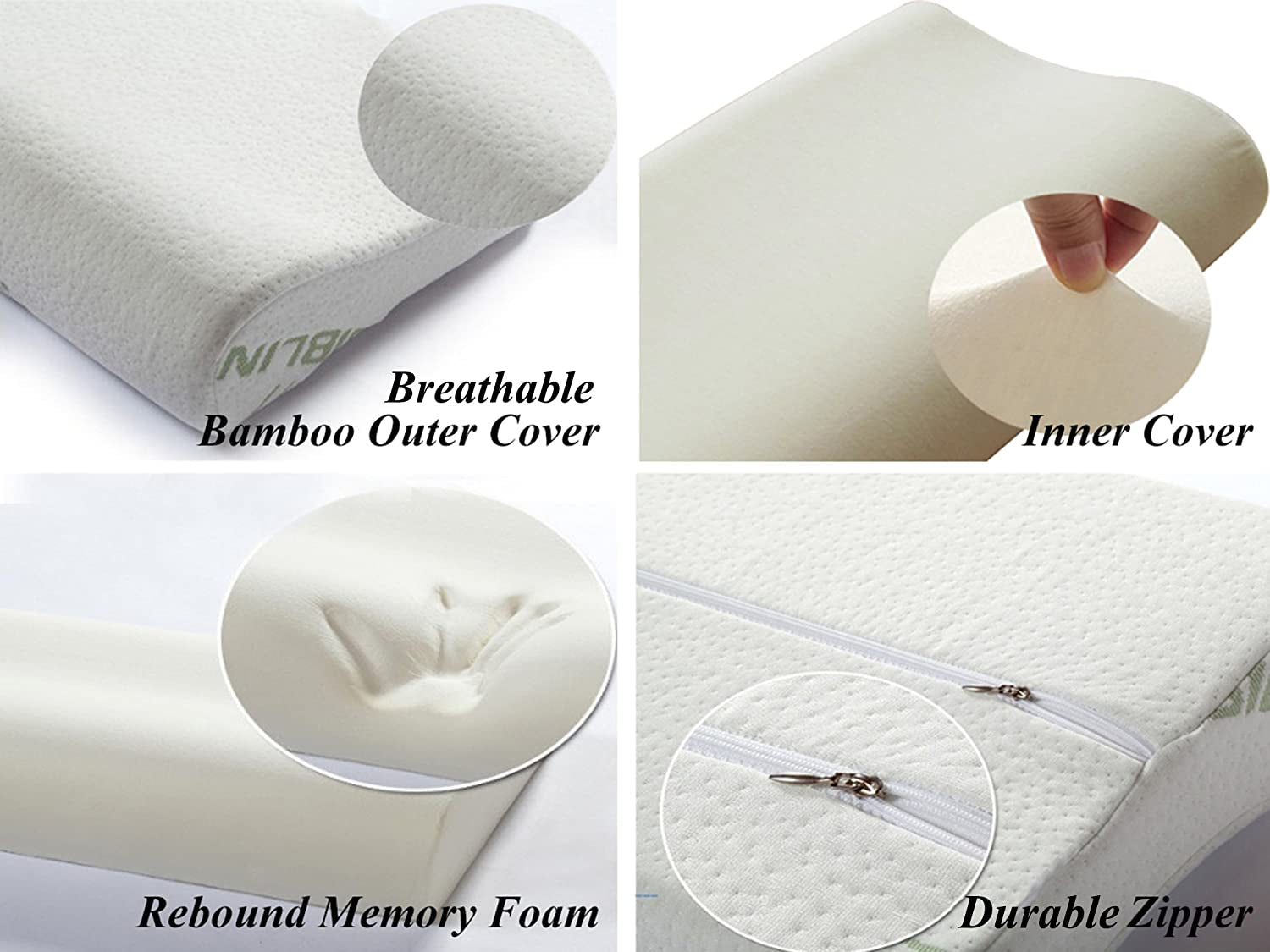 Oreiller en mousse à mémoire de forme, oreiller de soutien du cou, oreiller ergonomique pour différentes positions de sommeil avec housse amovible Oreillers orthopédiques cervicaux Naty Shop