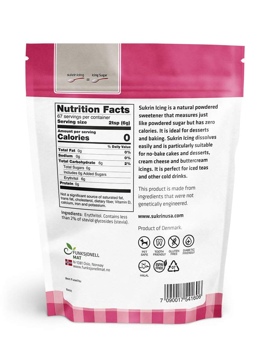 Sukrin Melis Zuckerersatz, Die Natürliche Alternative Zu Puderzucker Ohne Kalorien, 1Er Pack (1 X 400 G) Édulcorants Naty Shop