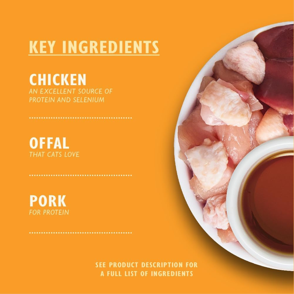 Lily's Kitchen Nourriture humide naturelle pour chats adultes, en conserve, morceaux savoureux dans une sauce au poulet, recette sans céréales (24 plateaux x 85 g)