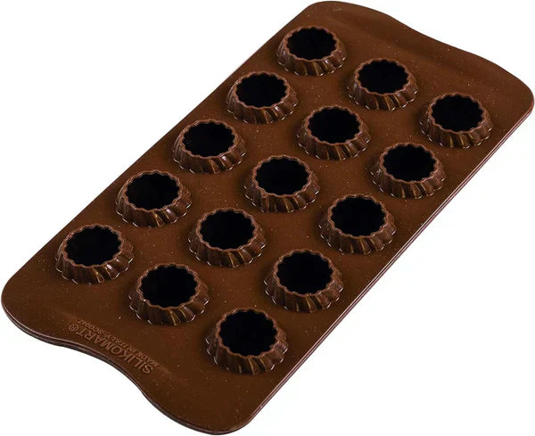 Moule à chocolat flamboyant 3D Silikomart - Formes 3D uniques avec bord intérieur pour bases rondes