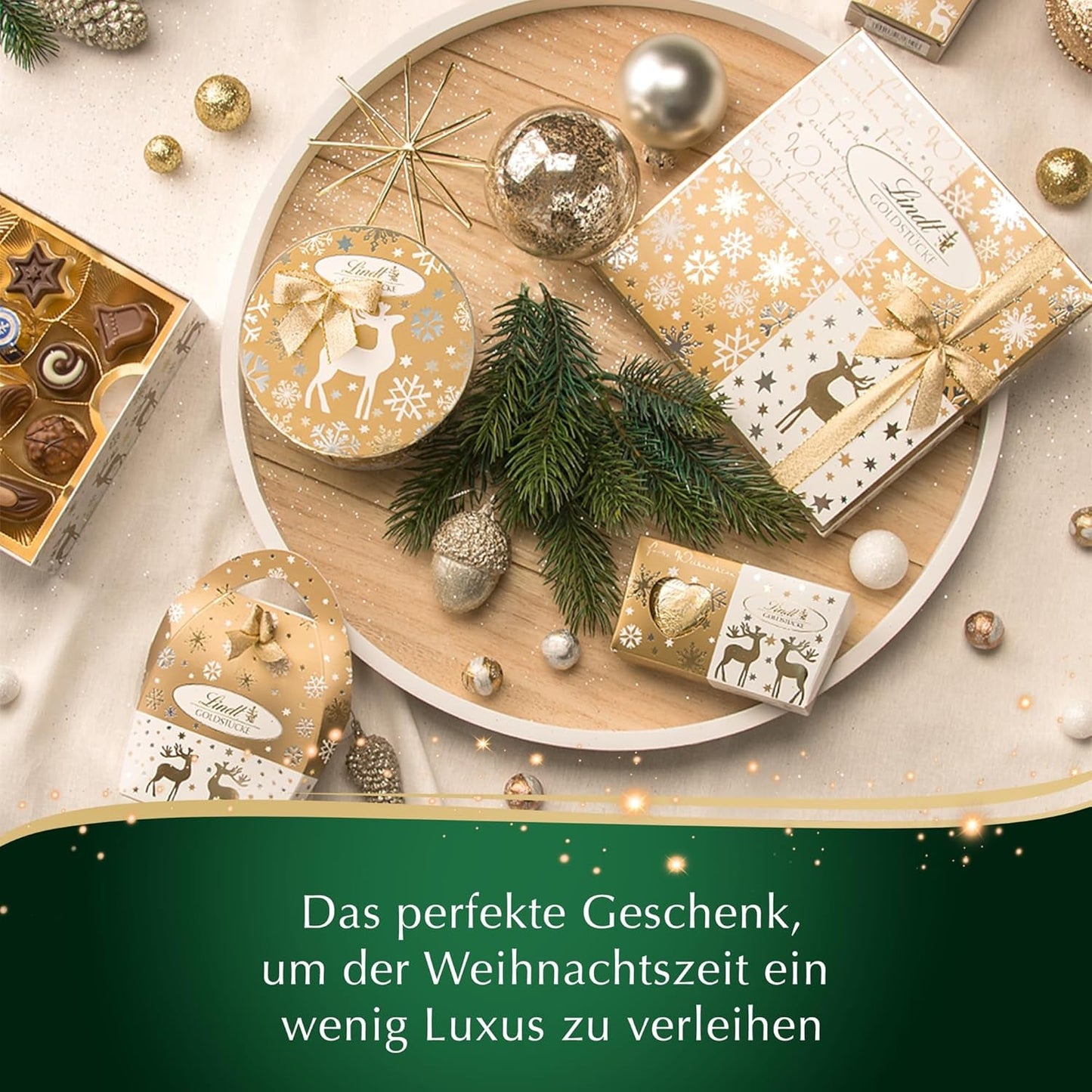 Chocolat Lindt | Coffret de pralines Pièces d'Or | 180g | 18 pralines en 10 assortiments comme un assortiment fin de pralines, certaines avec de l'alcool | Coffret cadeau premium avec pralines de Noël
