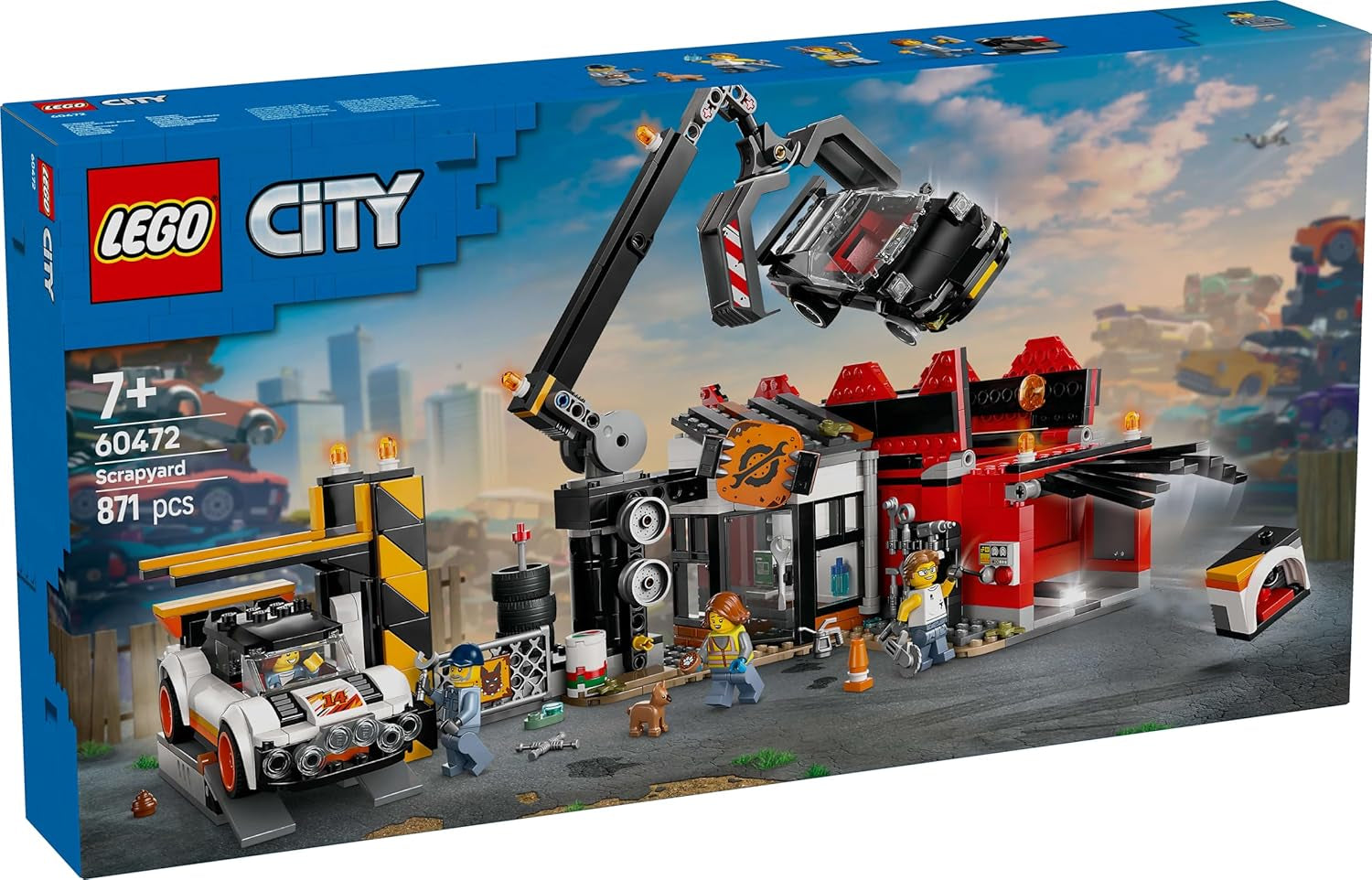 Parc à ferraille LEGO City avec voitures - jouet avec presse à ferraille et grue, 2 voitures miniatures, 4 figurines fonctionnelles et immeuble de bureaux - cadeaux d'anniversaire pour garçons et filles à partir de 8 ans 60472 Besuche den LEGO-Store sets de construction