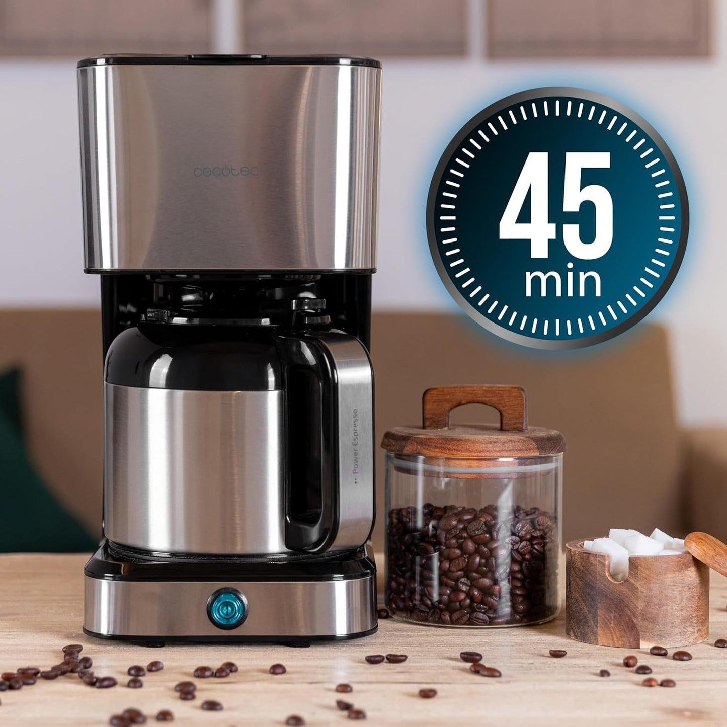 Cafetière goutte à goutte Cecotec Coffee 66 Drop & Thermo, 950 W, 1,2 L, 10 tasses, technologie ExtremeAroma, fonction anti-goutte, indicateur de niveau d'eau, filtre principal réutilisable, protection contre la surchauffe