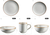 MÄSER Mabella, Service de table vintage pour 4 personnes, service combiné de 20 pièces avec vernis réactif raffiné et fine bordure marron, Grès, Gris-Beige