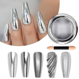 BISHENGYF Silver Chrome Nail Powder - Metal Holo Chromfarbener Nagelpuder, 1G Cromepulver Nägel Glitzer Glänzende Silver Nagelpulver Spiegeleffekt Pigment Nagelkunst, DIY-Design-Dekor Frauen Geschenk