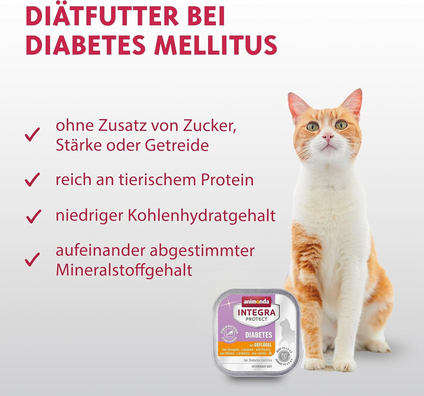 animonda INTEGRA PROTECT Diabetes with Volaille (16 x 100 g), nourriture humide pour chat diabétique, nourriture diététique pour chat diabétique, nourriture humide sans sucre