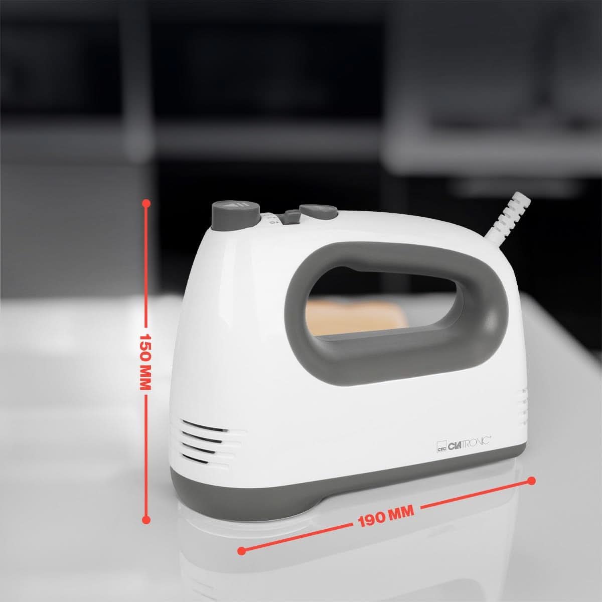 Mélangeur Clatronique | Moteur Kraftvoller 400 watts | Batteur à main | Turbostufe & 5 Geschwindigkeitsstufen | Batteur à main | Spülmaschinengeeignete Edelstahlquirle Und -Knethaken | HM 3775 Cuisine Naty Shop