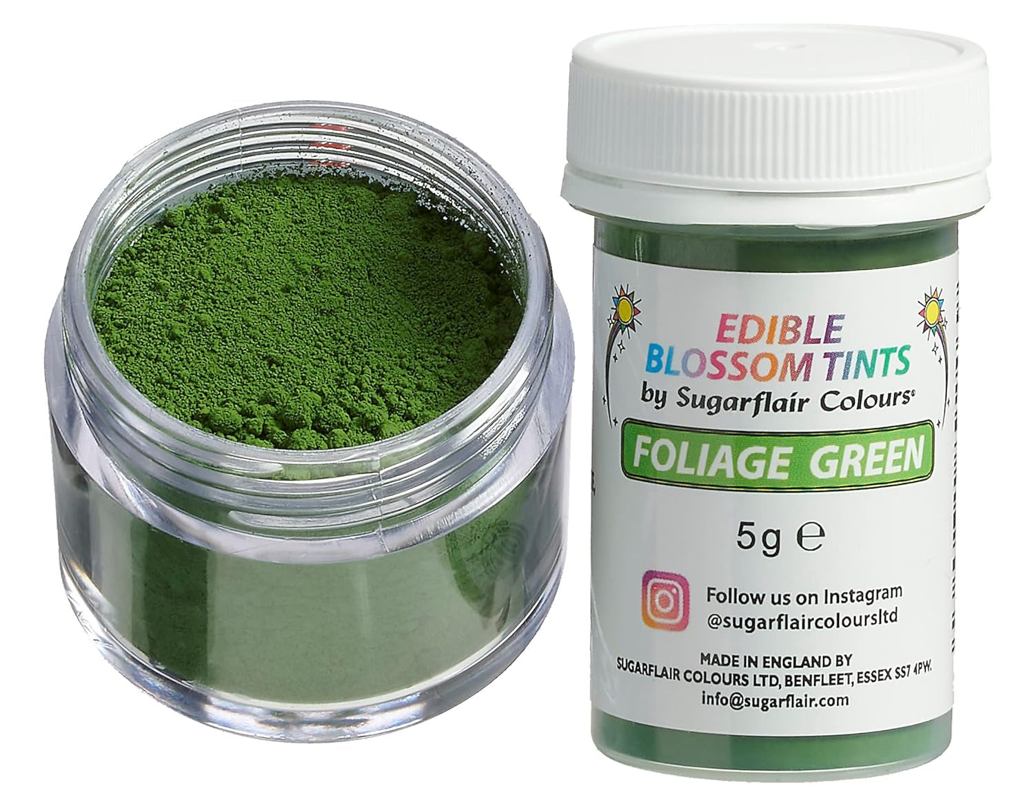 Sugarflair Blossom Tint Dust Leaf Green - Colorant alimentaire en poudre pour décorations de gâteaux, fondant, glaçage, chocolat, crème au beurre, macarons et plus - 5G