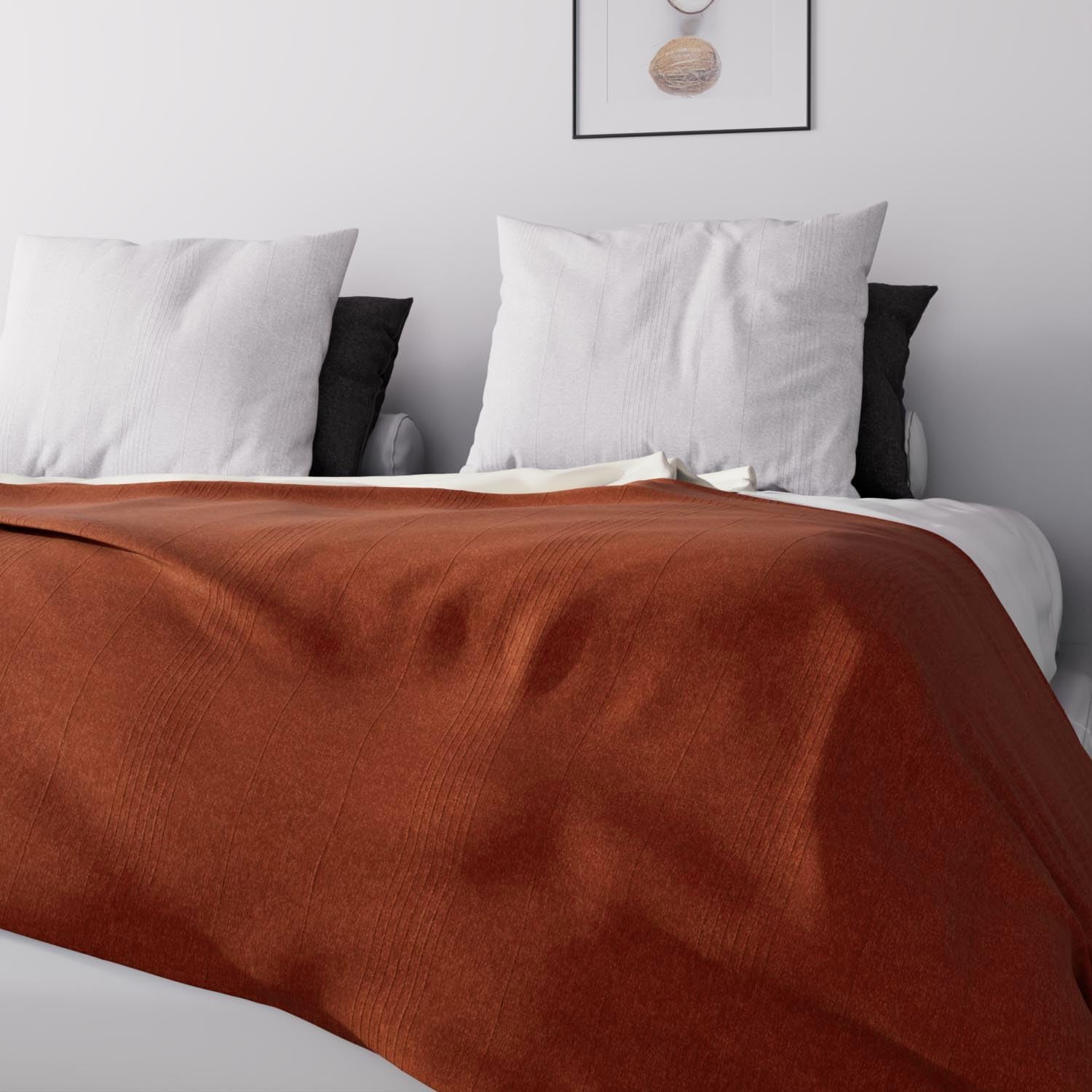 Soleil D'Ocre, Adele, couvre-lit, jeté de canapé, coton, rouge brique, 220 X 240 Cm Lits et Couvertures Besuche den Soleil d'ocre-Store