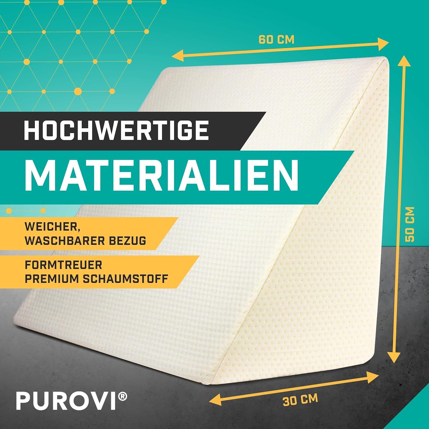 Oreiller compensé pour lit et canapé - Idéal comme oreiller de lecture, pour le dos du lit ou pour surélever les jambes - Mousse indéformable - Housse lavable