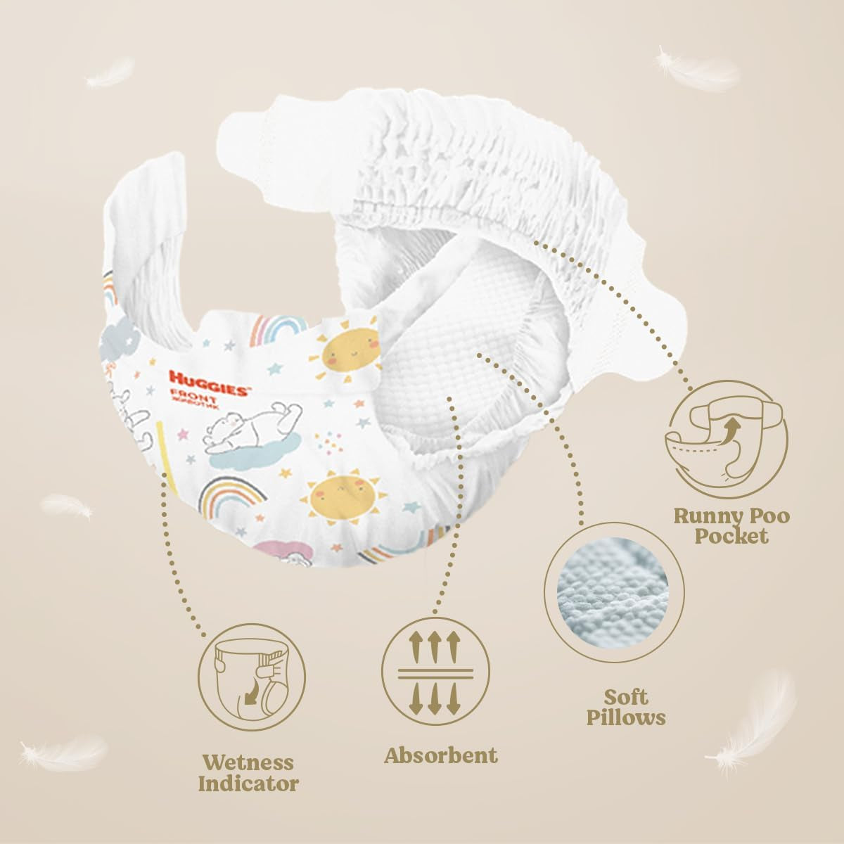 Couches pour bébé Huggies Extra Care avec Disney, taille 5 (12-22 kg), paquet de 2 x 33 couches, 66 couches au total