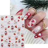 JMEOWIO 3D Nagelsticker Weihnachten Nail Art Sticker Selbstklebend Nagelaufkleber 5D Stereoskopisch Schneeflocke Xmas Winterurlaub Niedlich Dekoration Nageldesign Zubehör 4 Blatt